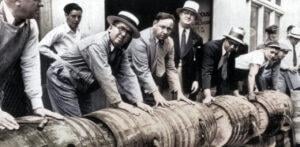 Men with liquor barrels