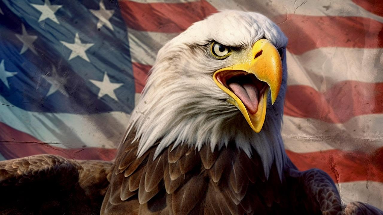 America Eagle with American Flag