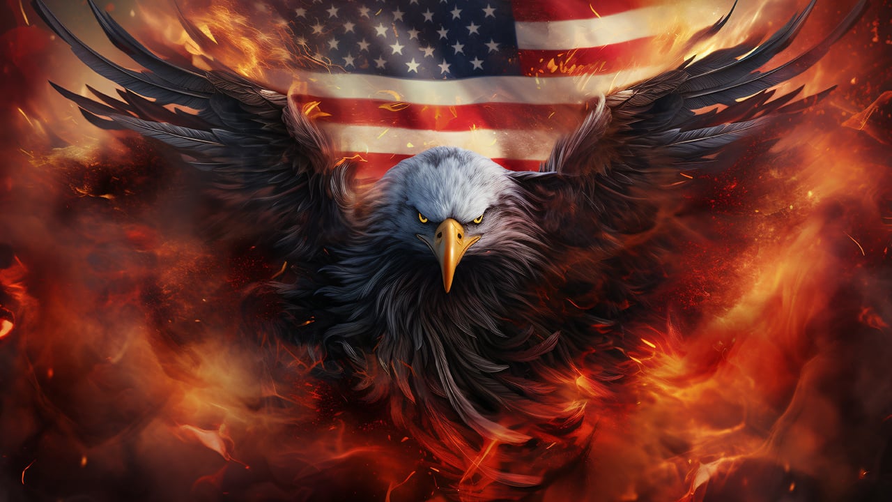 America Eagle with Flag