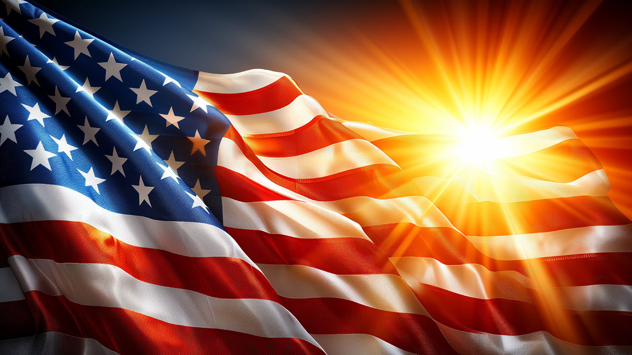 American Flag with Sun