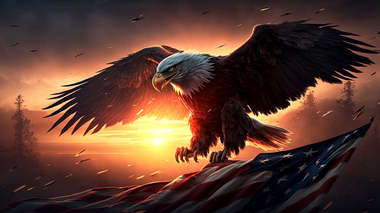 American Eagle with American Flag